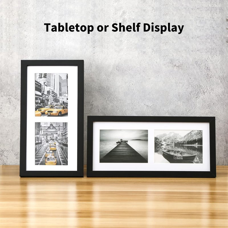 UMICAL Picture Frame Photo Collage Frame Black Wooden Wall Frame (5x7 Matted - 2 Opening) - Image 3